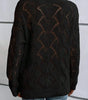 Black Hollow Out Knit V Neck Drop Shoulder Sweater Dear-Lover Dropshipping