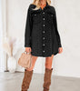 Medium Grey Beau Chest Pocket Raw Hem Denim Loose Shirt Dress Markonline
