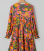 Multicolour Floral Print Long Sleeve Smocked Ruffled Mini Dress Markonline