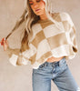 Khaki Checkered Bishop Sleeve Sweater Dear-Lover Dropshipping