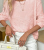 Light Pink Fuzzy Ribbed Texture Round Neck Long Sleeve Top Markonline