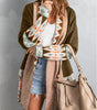 Brown Aztec Print Open Front Knitted Cardigan Dear-Lover Dropshipping