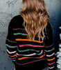 Black Colorful Striped Ribbed Trim Sweater Dear-Lover Dropshipping
