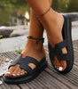 Black Cutout Design Open Toe Platform Slippers (Run Small, Size Up) Dear-Lover Dropshipping