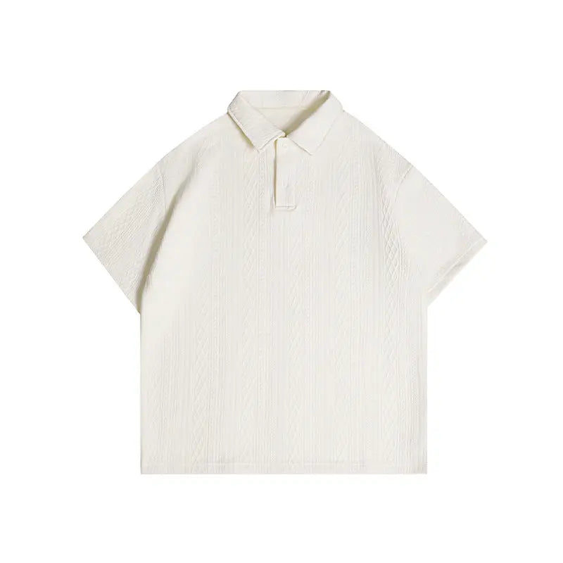 Jacquard texture polo shirt short sleeved men's T-shirt
