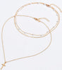 Gold Plated Cross Pendant Pearl Decor Triple Layer Chain Necklace Dear-Lover Dropshipping