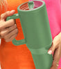 Dark Green Frosted Stainless Handle Large Vacuum Cup with Straw 40oz Dear-Lover Dropshipping