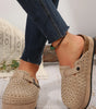 Parchment Rivet Buckle Closed Toe Platform Slippers Markonline