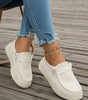 White Solid Ribbed Criss Cross Slip On Casual Shoes Markonline