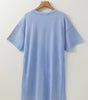 Sky Blue Mineral Wash Flower Patchwork Mini T Shirt Dress Markonline