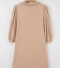 Light French Beige Braided Trim Puff Sleeve Dress Markonline