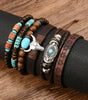 Chestnut 6 Piece Western Bull Skull Turquoise Beading Bracelet Dear-Lover Dropshipping