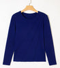 Navy Blue Asymmetric Seam Detail Solid Color Long Sleeve Top Dear-Lover Dropshipping