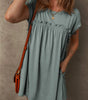 Mist Green Frilled Gathered Seam Round Neck T Shirt Dress Markonline