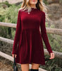 Red Dahlia Frilled Neck Ribbed Knit Patchwork Long Sleeve Mini Dress Markonline