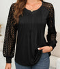 Black Lace Patchwork Long Raglan Sleeve Pleated Top Dear-Lover Dropshipping