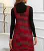 Red Houndstooth Print V Neck Sleeveless Mini Dress Markonline