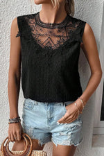 Black Guipure Lace Crochet Keyhole Back Tank Top Dear-Lover Dropshipping