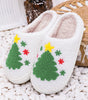 White Fuzzy Christmas Tree Pattern Home Slippers Dear-Lover Dropshipping