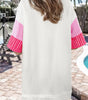 White Stripe Colorblock Patchwork Short Sleeve T Shirt Dress Markonline