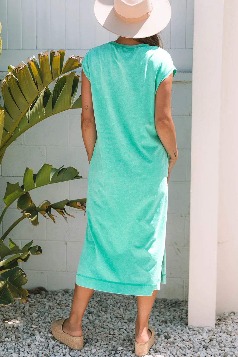 Clearly Aqua Mineral Wash Pocketed T-shirt Long Dress Markonline