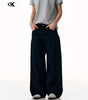 Vintage Black Denim Pants for Men and Women Straight Clean Fit Loose Wide Leg Floor-Length Casual Trousers Markonline
