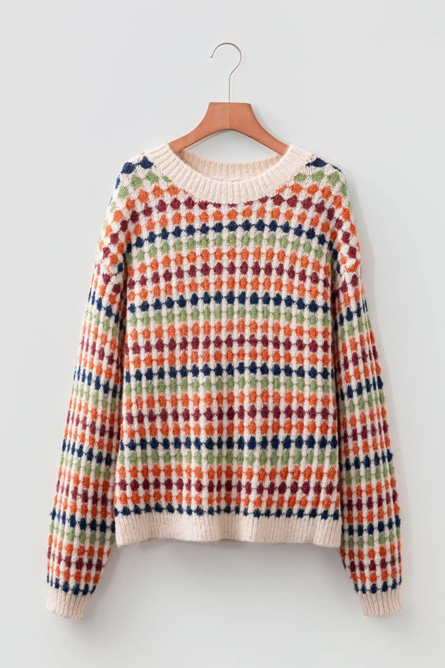 Multicolour Dotty Striped Pattern Knit Drop Shoulder Sweater Dear-Lover Dropshipping