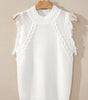 White Woven Tasseled Sleeveless Mock Neck Sweater Vest Dear-Lover Dropshipping