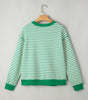 Bright Green Striped Exposed Seam Patchwork Loose Pullover Top Markonline
