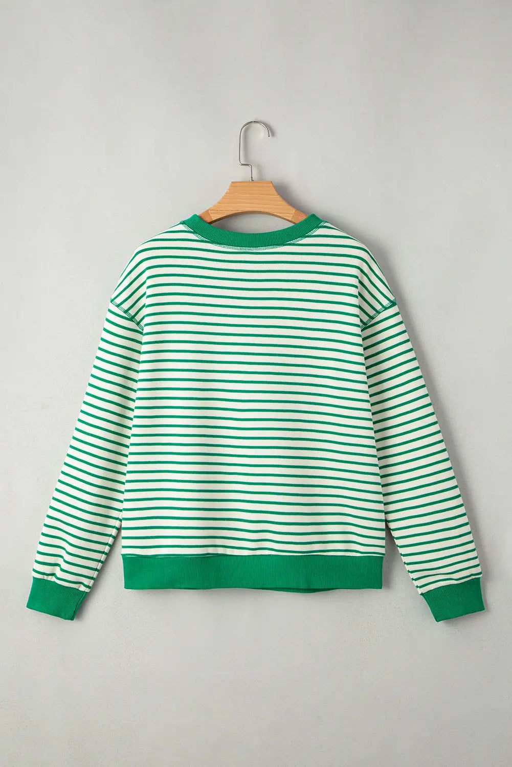 Bright Green Striped Exposed Seam Patchwork Loose Pullover Top Markonline