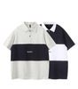 Color blocked patchwork polo shirt men's loose short sleeved shirt Markonline