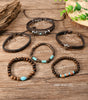 Chestnut 6 Piece Western Bull Skull Turquoise Beading Bracelet Dear-Lover Dropshipping