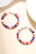 Fiery Red Patriotic Multicolored Bead Hoop Earrings Dear-Lover Dropshipping