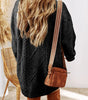 Black Cable Knit Drop Shoulder Loose Fit Sweater Dress Dear-Lover Dropshipping