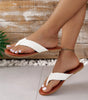 White Braided Strap PU Leather Flip Flop Markonline