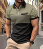 Polo Zipper Men's Printed Striped Polo Shirt Markonline