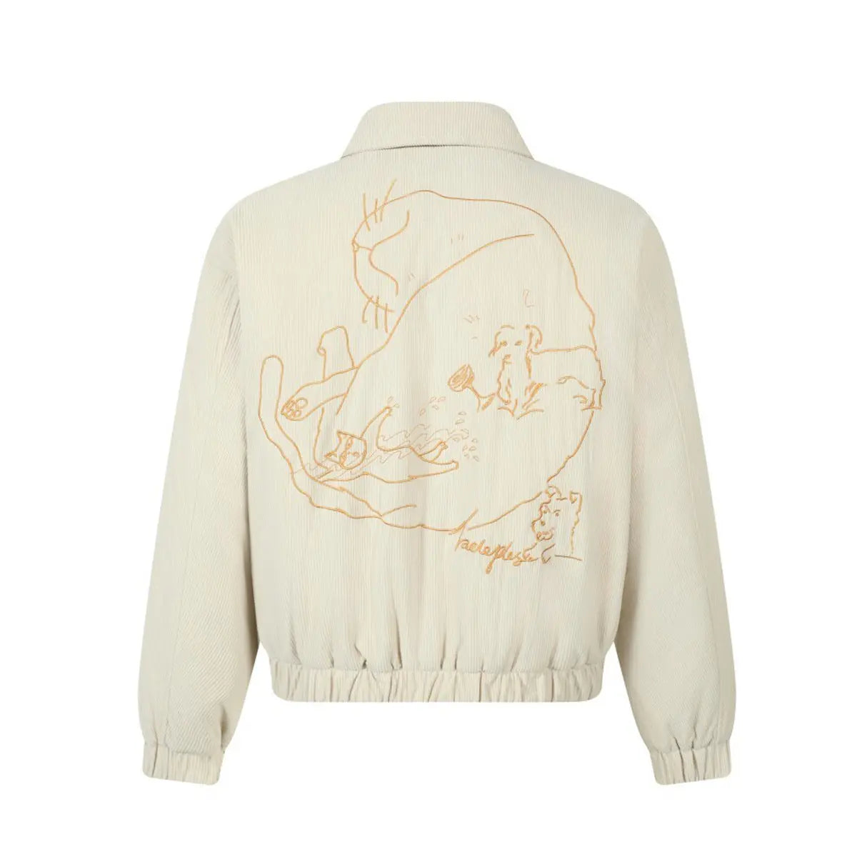 Embroidered corduroy cotton jacket for men