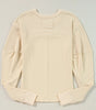 Beige Thermal Knit Patchwork Exposed Seam Long Sleeve Top Markonline