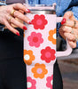 Multicolor Flower Print Handled Stainless Steel Vacuum Cup 40oz Dear-Lover Dropshipping