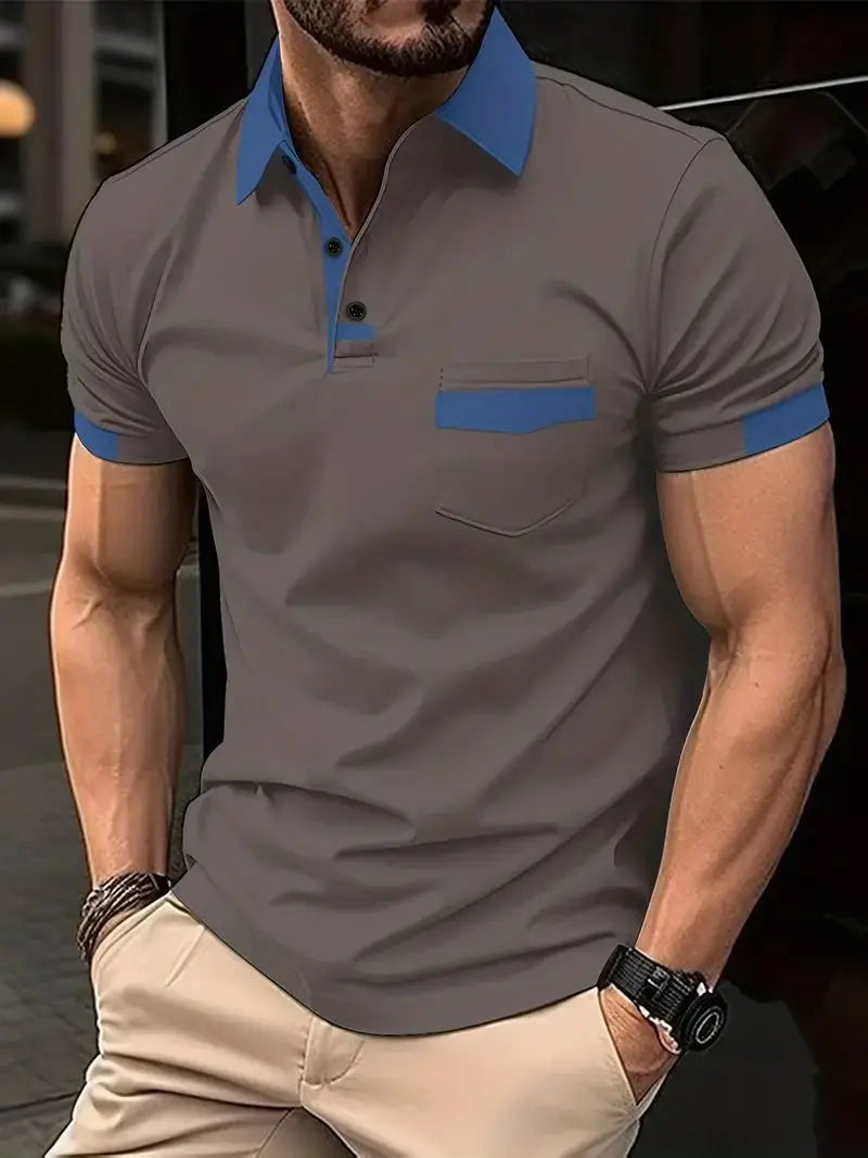 Color blocked pocket polo shirt sports polo shirt Markonline