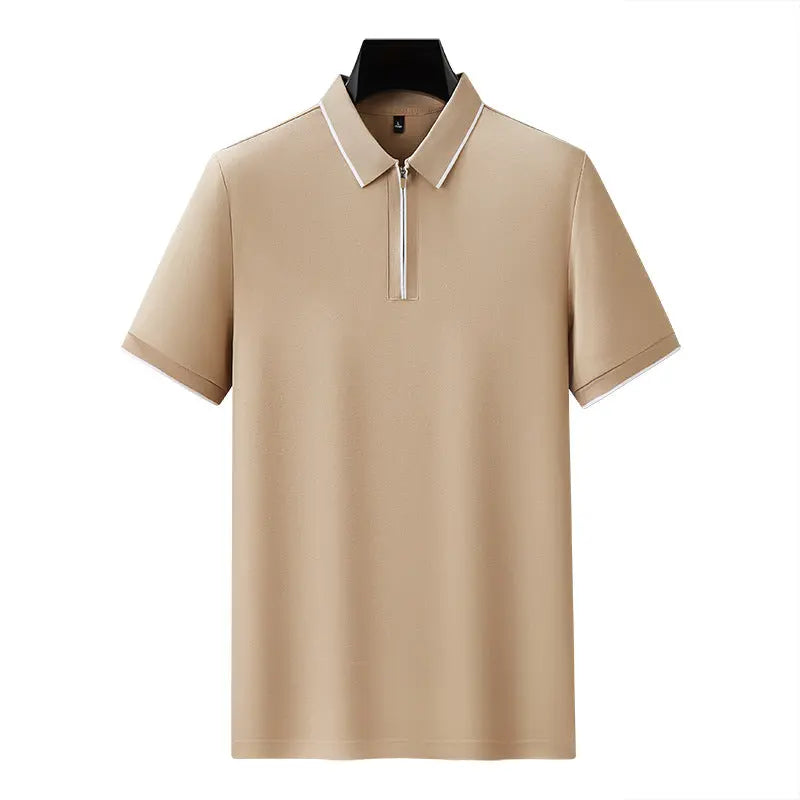 Men's Polo Shirt Short Sleeve Zipper Collar T-Shirt
