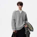 Heavyweight Casual Collar Knit Sweater for Men and Women, Winter Vintage Two-Tone Knitwear High-End Warm Couple's Base Layer Sweater Markonline