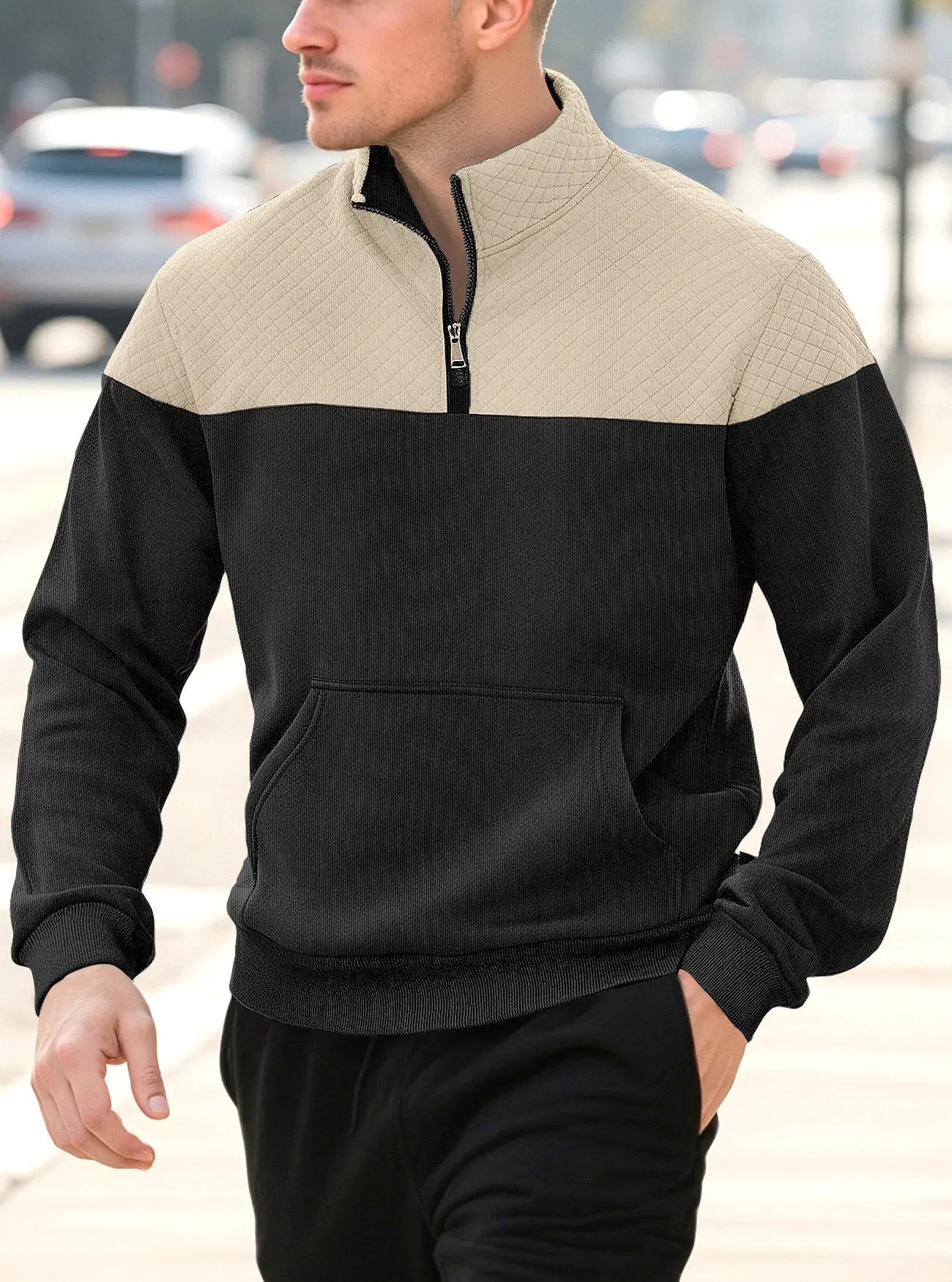 Zipper long sleeved polo shirt for men Markonline