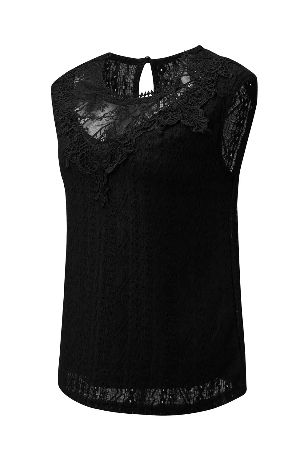 Black Guipure Lace Crochet Keyhole Back Tank Top Dear-Lover Dropshipping