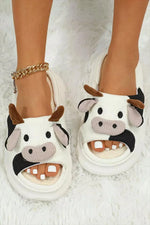 White Cute Cow Pattern Open Toe Slippers Dear-Lover Dropshipping