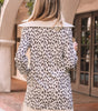 Khaki Leopard Print Zip up Collar Patchwork Shift Mini Dress Markonline