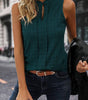 Sea Green Lattice Textured Split Neck Tank Top Markonline