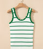 Bright Green Striped Scalloped Edge U Neck Sleeveless Sweater Vest Dear-Lover Dropshipping