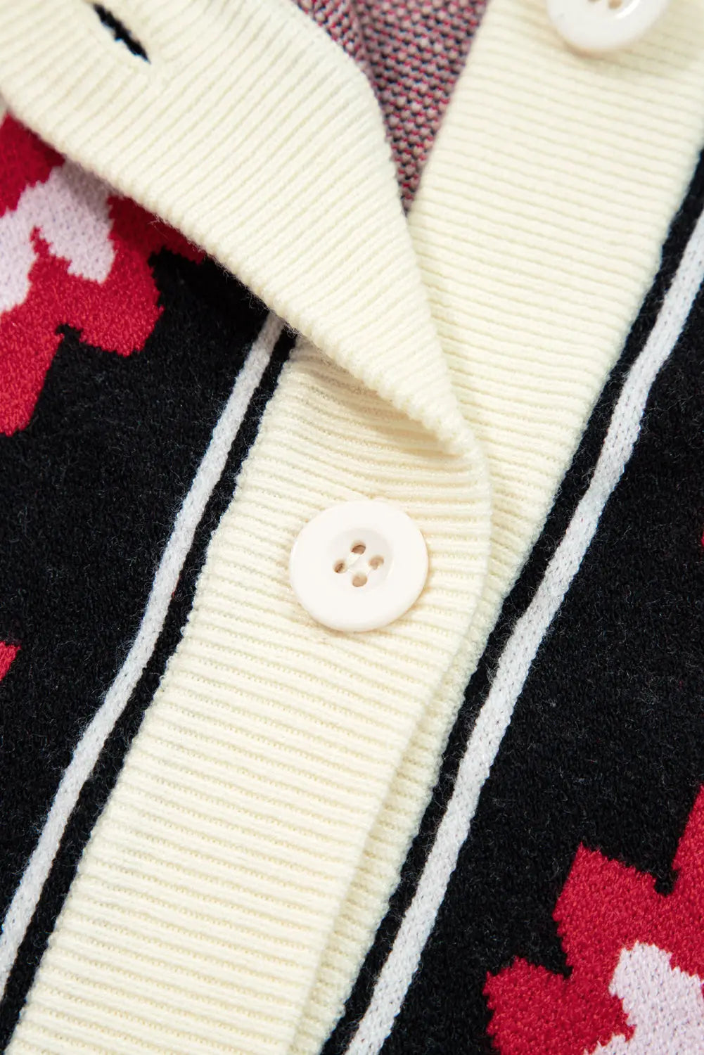 Black Floral Print Buttoned Front V Neck Knit Cardigan Dear-Lover Dropshipping