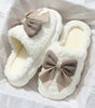 White Contrast Bowknot Applique Plush Winter Slippers (Colors May Differ by Batch) Markonline